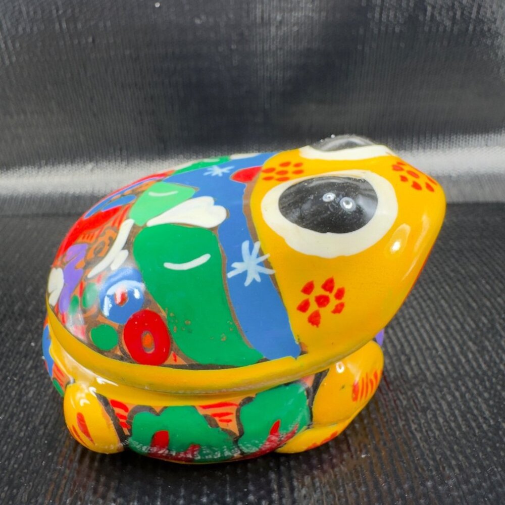 Vintage Mexican Pottery RedWare Frog Tod Trinket Dish Container Jewelry Holder